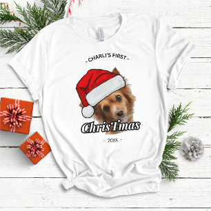 Dogs First Christmas Personalised Dog Photo T-Shirt