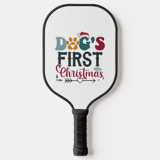 Dog's First Christmas Pickleball Paddle (Front)