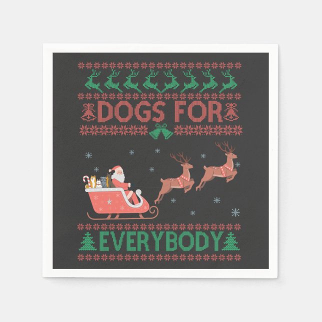 Dogs For Everybody Funny Ugly Christmas Sweater   Napkin (Front)