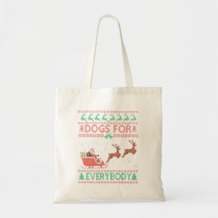 Dogs For Everybody Funny Ugly Christmas Sweater Tote Bag