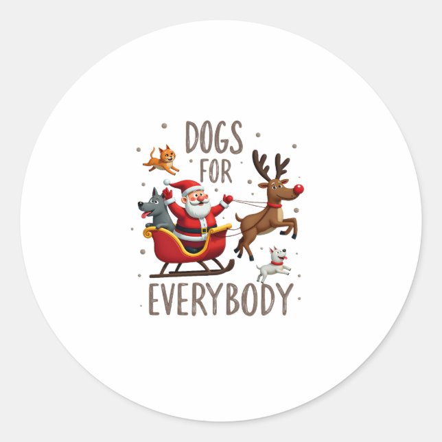 Dogs For Everybody Santa Funny Christmas Xmas (1) Classic Round Sticker (Front)