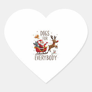 Dogs For Everybody Santa Funny Christmas Xmas (1) Heart Sticker