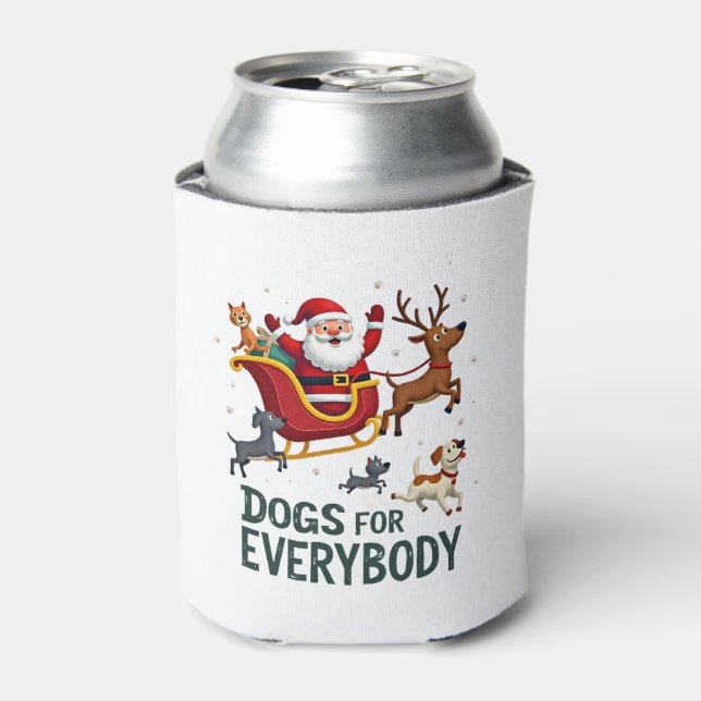 Dogs For Everybody Santa Funny Christmas Xmas (2) Can Cooler (Can Front)