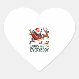 Dogs For Everybody Santa Funny Christmas Xmas (2) Heart Sticker
