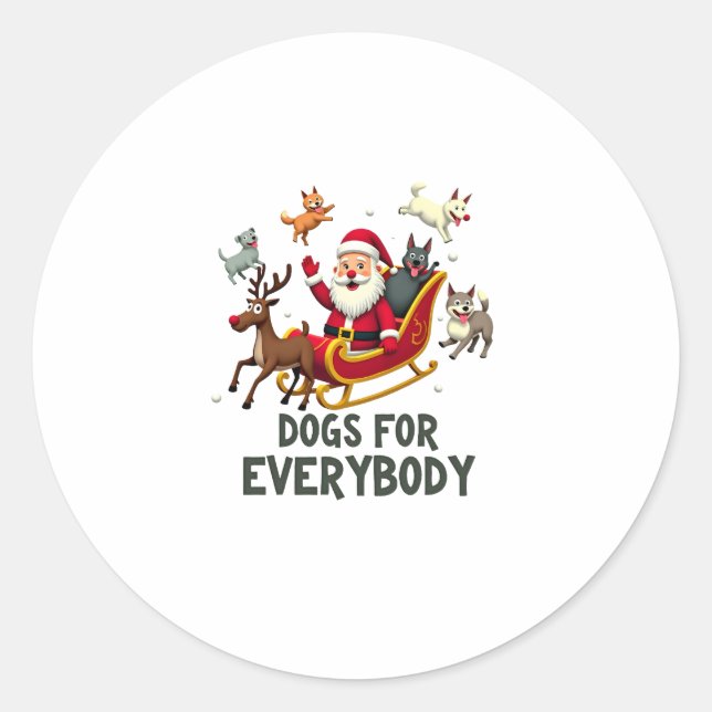 Dogs For Everybody Santa Funny Christmas Xmas (3) Classic Round Sticker (Front)