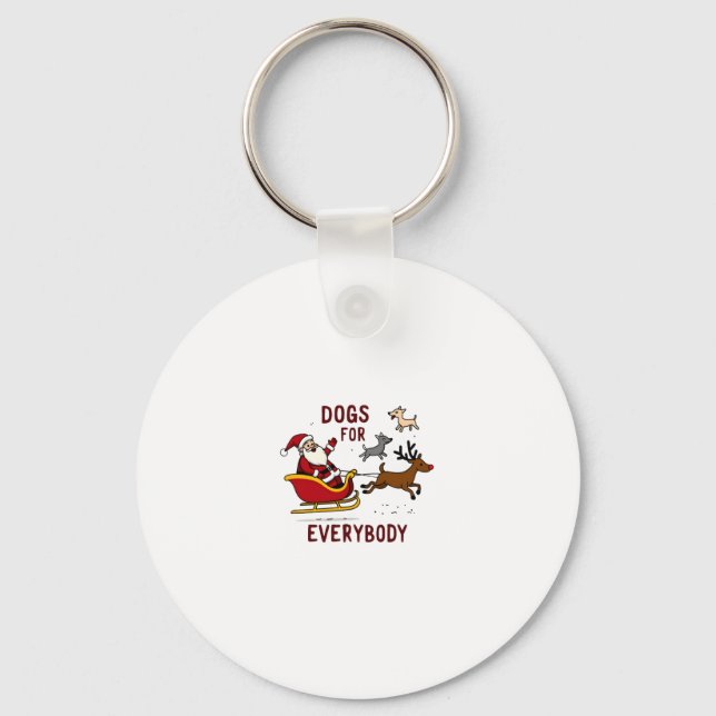 Dogs For Everybody Santa Funny Christmas Xmas Key Ring (Front)
