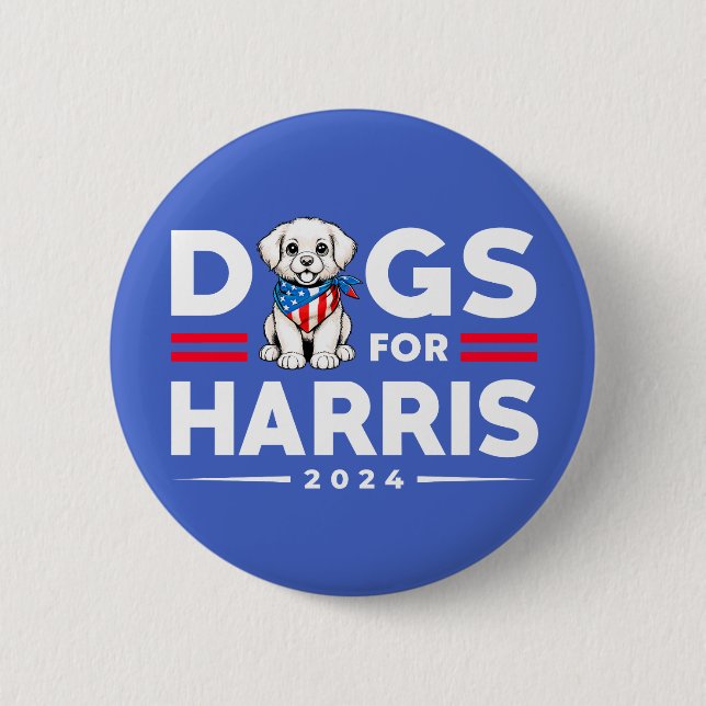Dogs For Harris 2024 Kamala election Dog lovers 6 Cm Round Badge (Front)