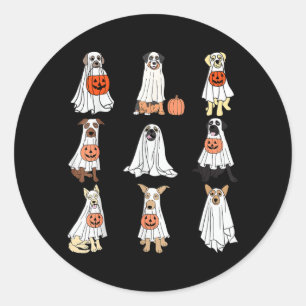 Dogs Ghost Cute Dogs Dressed As Ghost Funny Classic Round Sticker