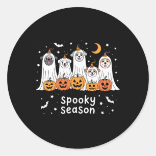 Dogs Ghosts Cute Dogs Dressed As Ghost Funny Hallo Classic Round Sticker