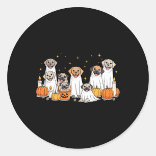 Dogs Ghosts Cute Dogs Dressed As Ghost Funny Hallo Classic Round Sticker