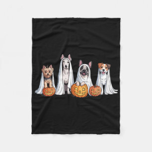 Dogs Ghosts Cute Dogs Dressed As Ghost Funny Hallo Fleece Blanket