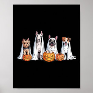 Dogs Ghosts Cute Dogs Dressed As Ghost Funny Hallo Poster