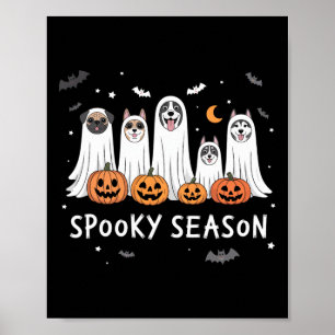Dogs Ghosts Cute Dogs Dressed As Ghost Funny Hallo Poster
