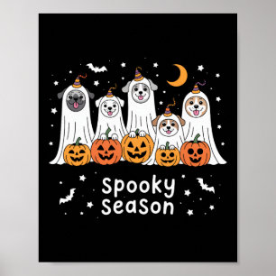 Dogs Ghosts Cute Dogs Dressed As Ghost Funny Hallo Poster