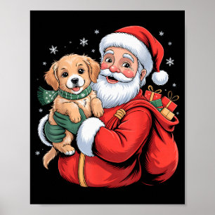 Dogs Golden Retriever Puppy Santa Christmas Funny  Poster
