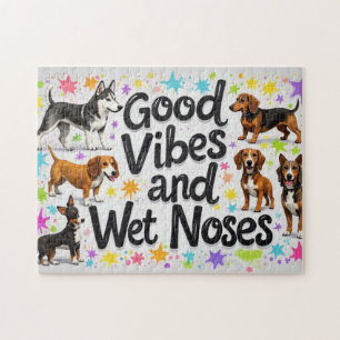 Dogs, Good Vibes and Wet Noses Playful doodles Jigsaw Puzzle
