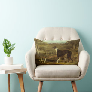 Dogs, Greyhound and Spaniel, Doctor Fop by Herring Lumbar Cushion