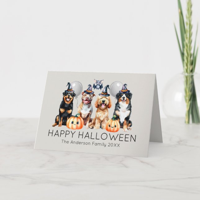 Dogs Happy Halloween Holiday Card (Front)