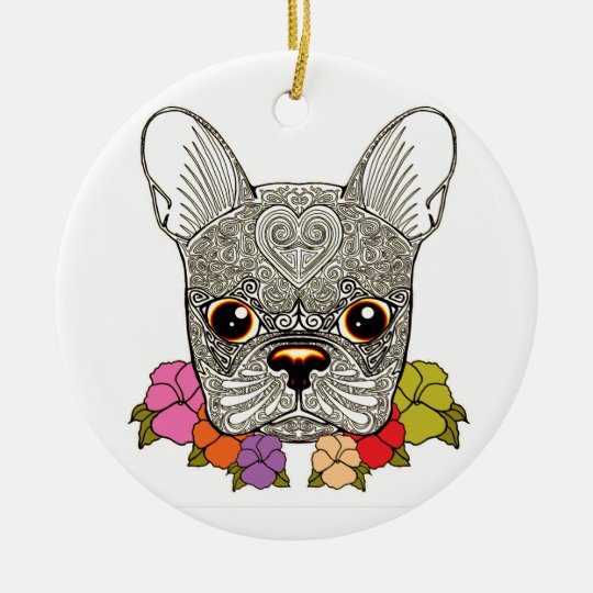 Dog's Head Ceramic Ornament
