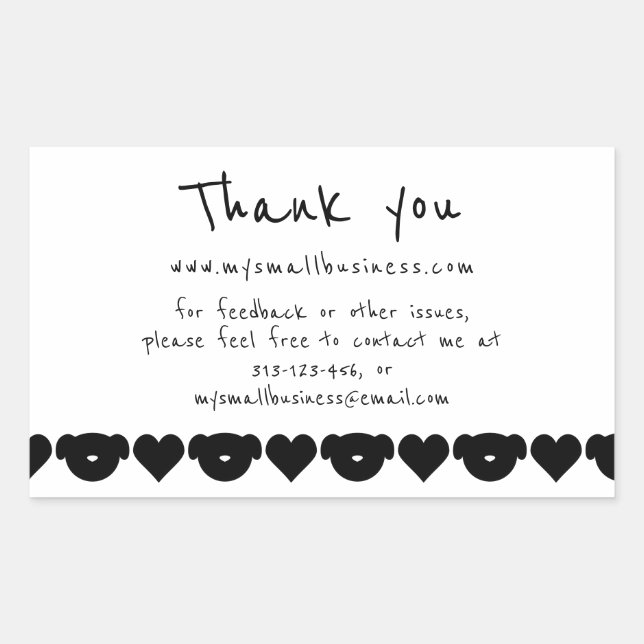  Dogs hearts thank you business information Rectangular Sticker (Front)