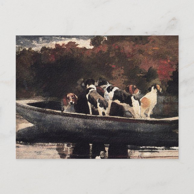 Dogs in a Boat  by Winslow Homer Postcard (Front)