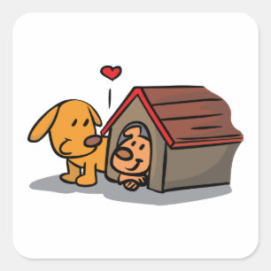 Dogs In A Dog House Square Sticker