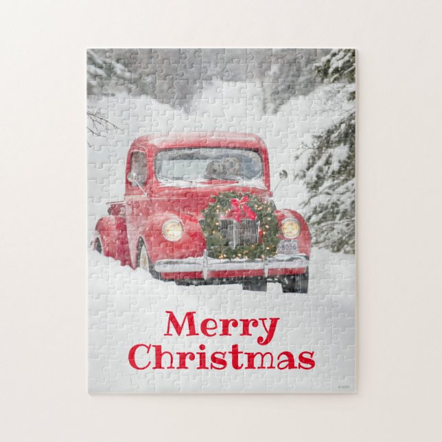 Dogs in a Truck Jigsaw Puzzle (Vertical)