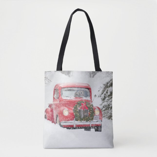 Dogs in a Truck Tote Bag (Front)