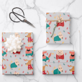 Dogs in Christmas sweater Wrapping Paper Sheet