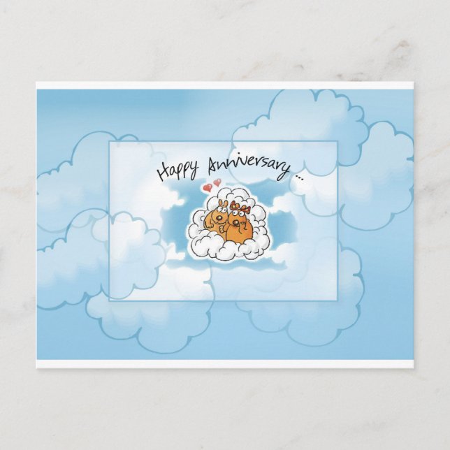 Dogs in Clouds Anniversary Postcard (Front)