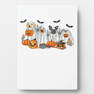 Dogs in Ghost Costumes Halloween Classic T-Shirt Plaque