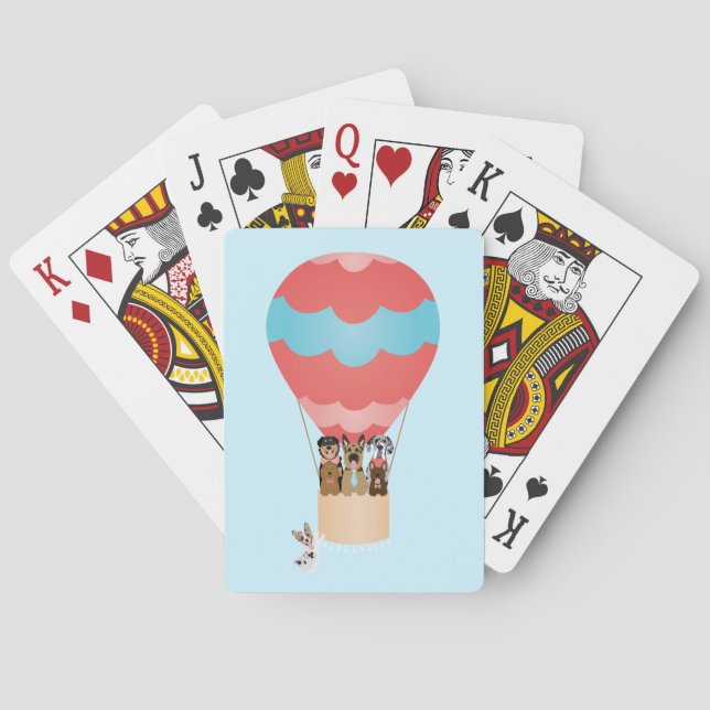 Dogs In Hot Air Balloon Playing Cards (Back)