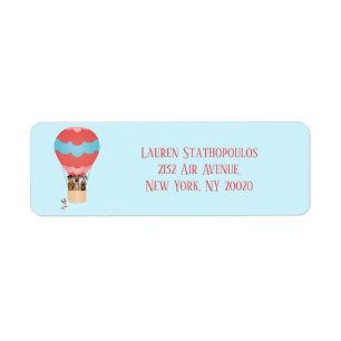 Dogs In Hot Air Balloon Return Address Label