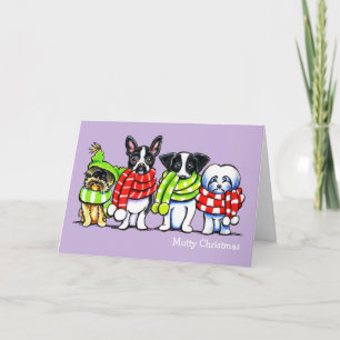 Dogs in Scarves Funny Custom Christmas Holiday Card
