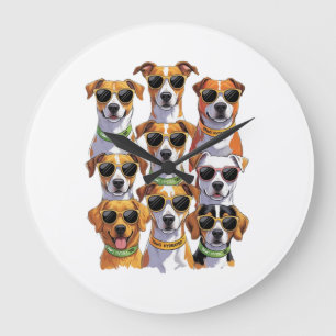 Dogs in sunglasses Paws Hydrated Large Clock