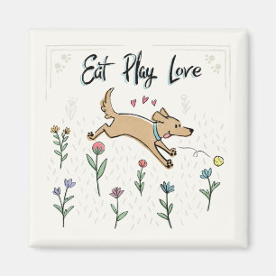 Dogs in the Garden II   Eat Play Love Magnet