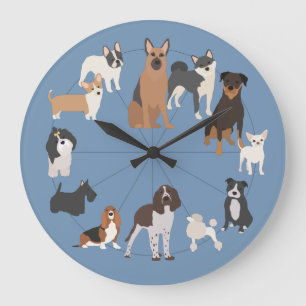 Dogs Large Clock
