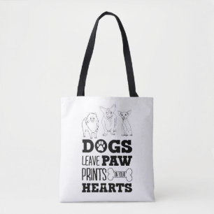 Dogs Leave Paw Prints on Your Heart Cute Puppy Ske Tote Bag