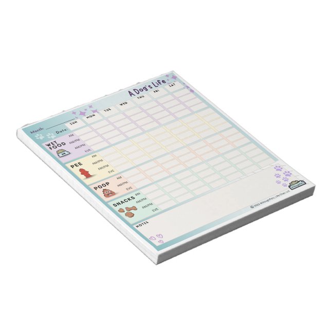 Dog's Life Daily Tracker Notepad (Sunday Starter) (Angled)