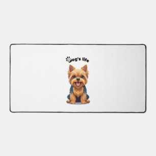 Dog's Life Fun Yorkshire Terrier Illustration Desk Mat