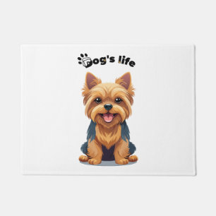 Dog's Life Fun Yorkshire Terrier Illustration Doormat
