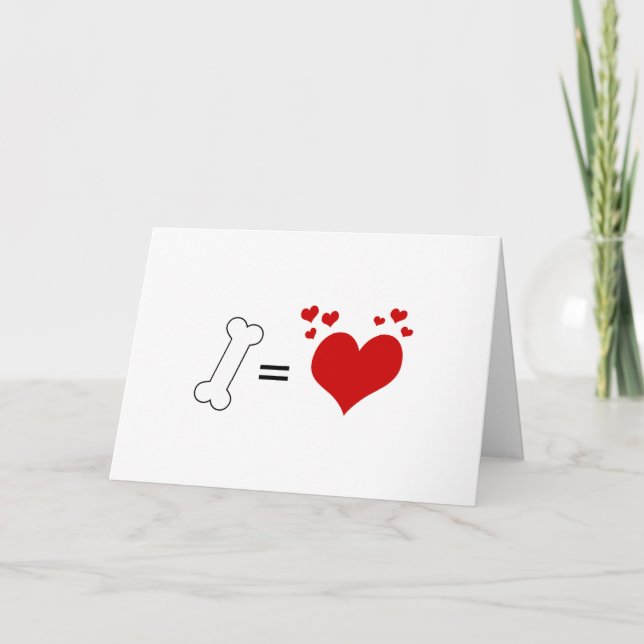 Dogs Love Bones - Valentines Day or Thank You Holiday Card (Front)