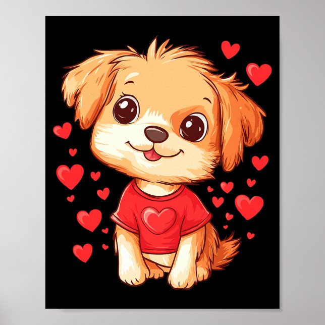 Dogs Lover Heart Girls Puppy Valentine’s Day Women Poster (Front)