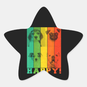 Dogs Make Me Happy Beagle Dog Mum Dad Gift Star Sticker