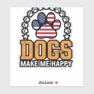 Dogs Make Me Happy Patriotic Paw Vintage Shirt Des