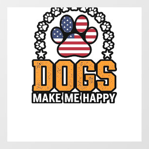 Dogs Make Me Happy Patriotic Paw Vintage Shirt Des