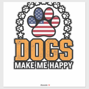 Dogs Make Me Happy Patriotic Paw Vintage Shirt Des