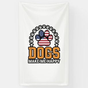 Dogs Make Me Happy Patriotic Paw Vintage Shirt Des Banner