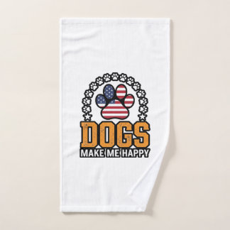 Dogs Make Me Happy Patriotic Paw Vintage Shirt Des Hand Towel
