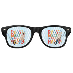 Dogs Make Me Happy Pet Love Inspirational Quote Retro Sunglasses